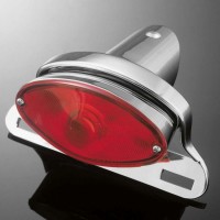 Highway Hawk Koncové světlo na motorku CATEYE s držákem SPZ, E-mark, chrom (1ks)